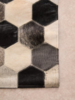 Bosie Safira Large Hair on Leather Hexagon Patchwork Rug - Bargainia.com - 5018705383033