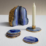 Bowerbird Agata Blue And Gold Candle Holder - Bargainia.com - 5018705443904