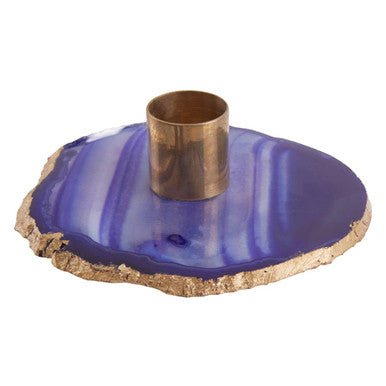 Bowerbird Agata Blue And Gold Candle Holder - Bargainia.com - 5018705443904