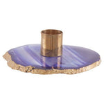 Bowerbird Agata Blue And Gold Candle Holder - Bargainia.com - 5018705443904