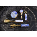 Bowerbird Agata Blue And Gold Candle Holder - Bargainia.com - 5018705443904
