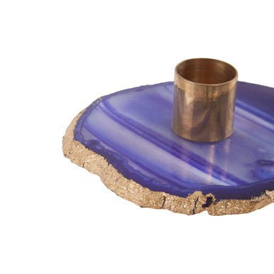 Bowerbird Agata Blue And Gold Candle Holder - Bargainia.com - 5018705443904