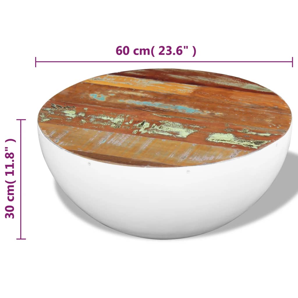 Bowl Shaped Coffee Table Solid Reclaimed Wood 60x60x30 cm - Bargainia.com - 8718475995319 - 243353