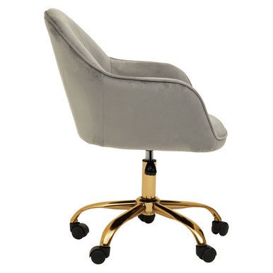 Brent Grey Velvet And Gold Home Office Chair - Bargainia.com - 5018705947549