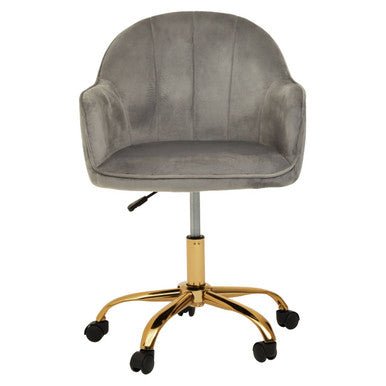Brent Grey Velvet And Gold Home Office Chair - Bargainia.com - 5018705947549