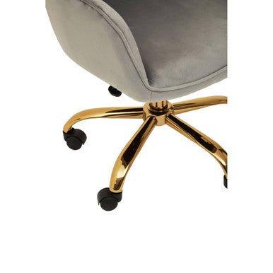 Brent Grey Velvet And Gold Home Office Chair - Bargainia.com - 5018705947549