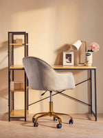 Brent Grey Velvet And Gold Home Office Chair - Bargainia.com - 5018705947549