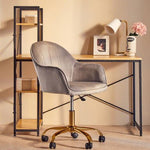 Brent Grey Velvet And Gold Home Office Chair - Bargainia.com - 5018705947549