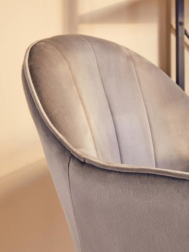 Brent Grey Velvet And Gold Home Office Chair - Bargainia.com - 5018705947549