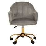 Brent Grey Velvet And Gold Home Office Chair - Bargainia.com - 5018705947549