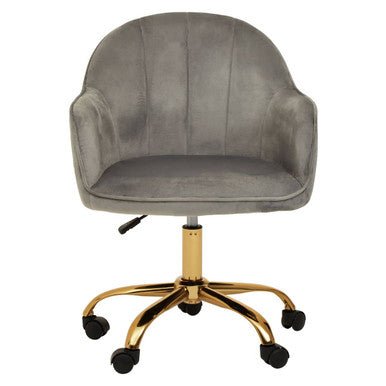 Brent Grey Velvet And Gold Home Office Chair - Bargainia.com - 5018705947549