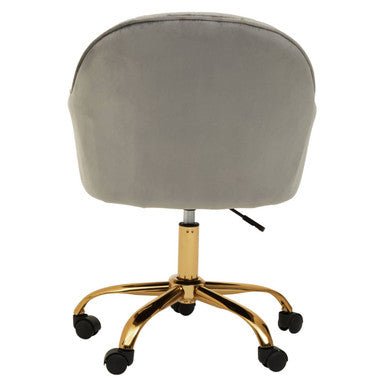 Brent Grey Velvet And Gold Home Office Chair - Bargainia.com - 5018705947549