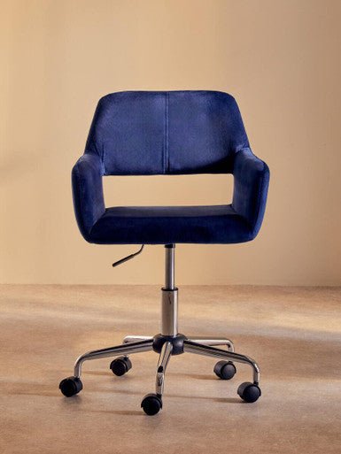 Brent Navy Velvet And Chrome Base Home Office Chair - Bargainia.com - 5018705947617