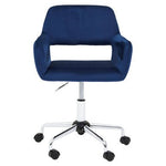 Brent Navy Velvet And Chrome Base Home Office Chair - Bargainia.com - 5018705947617