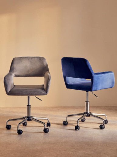 Brent Navy Velvet And Chrome Base Home Office Chair - Bargainia.com - 5018705947617
