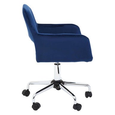 Brent Navy Velvet And Chrome Base Home Office Chair - Bargainia.com - 5018705947617