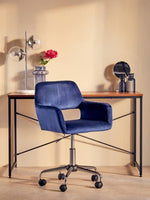 Brent Navy Velvet And Chrome Base Home Office Chair - Bargainia.com - 5018705947617
