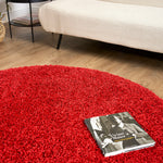 Bright Red Thick Shaggy Rug - California - Bargainia.com - 