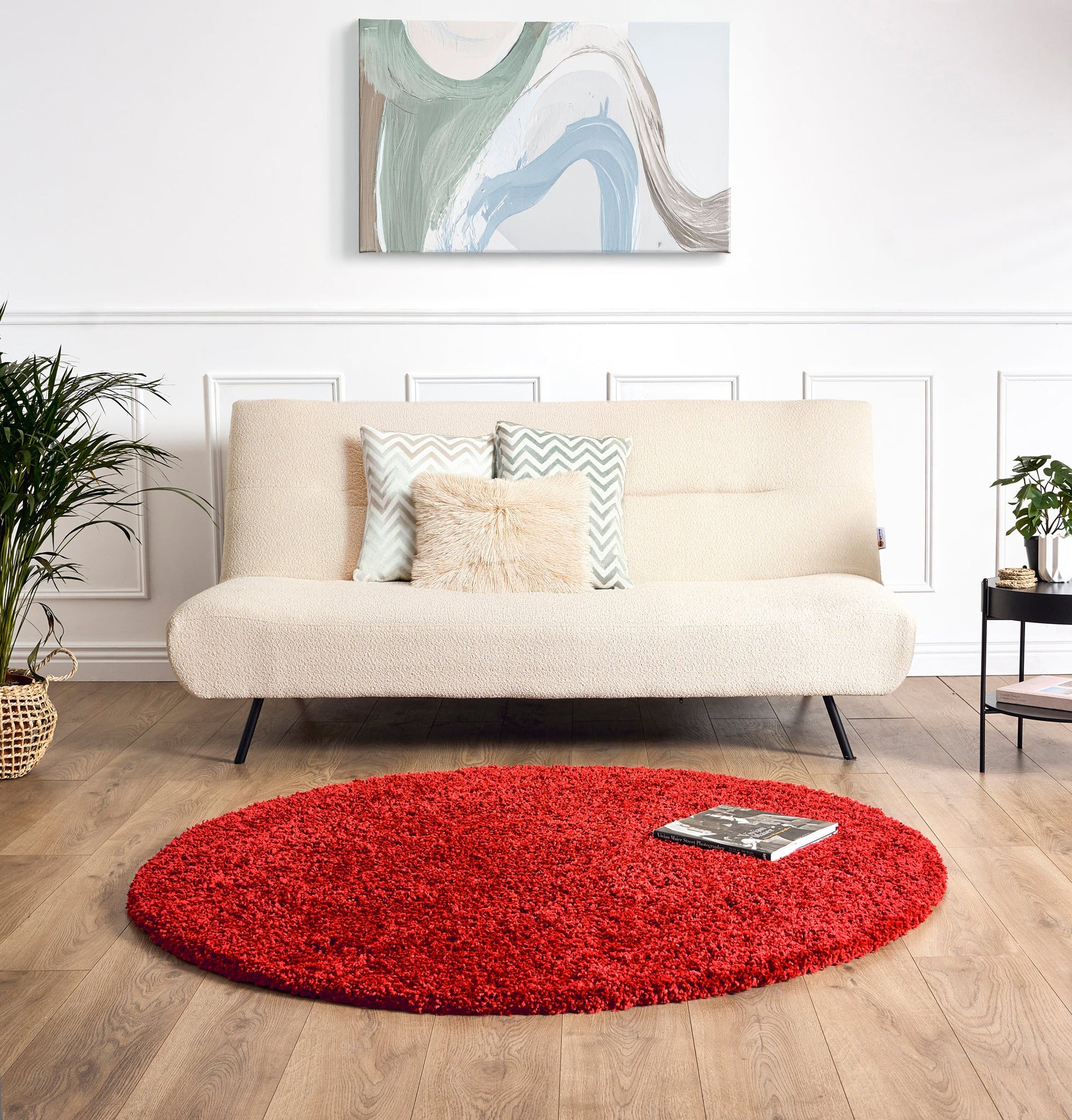 Bright Red Thick Shaggy Rug - California - Bargainia.com - 