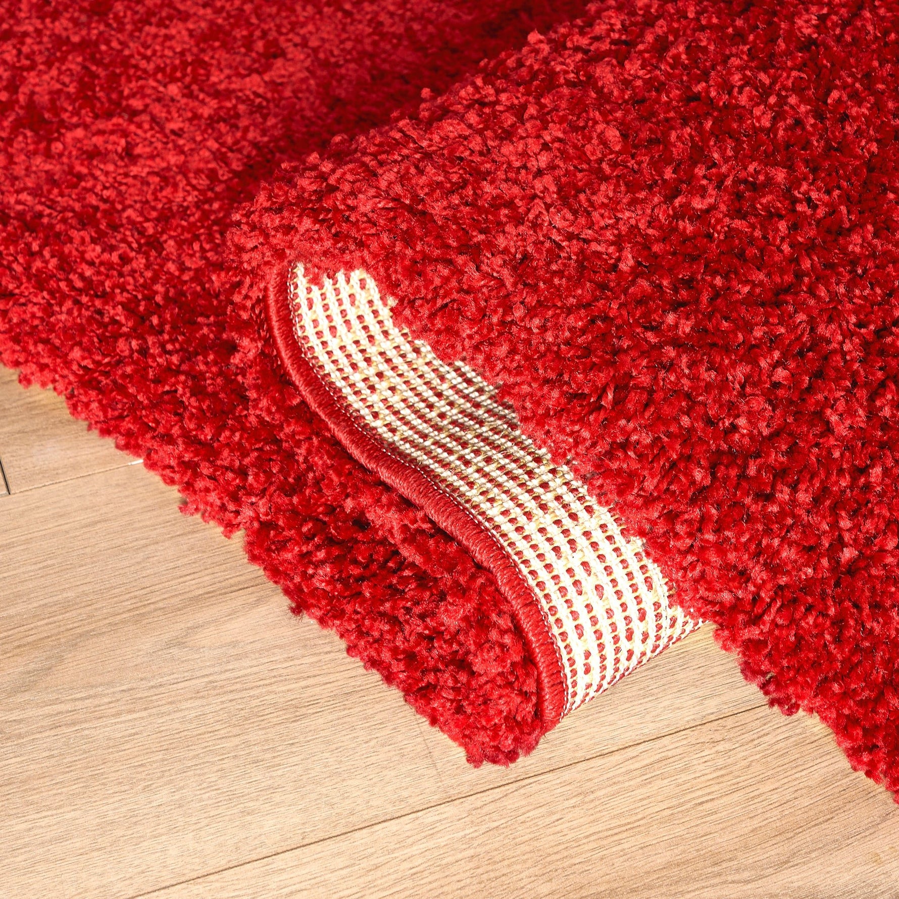 Bright Red Thick Shaggy Rug - California - Bargainia.com - 