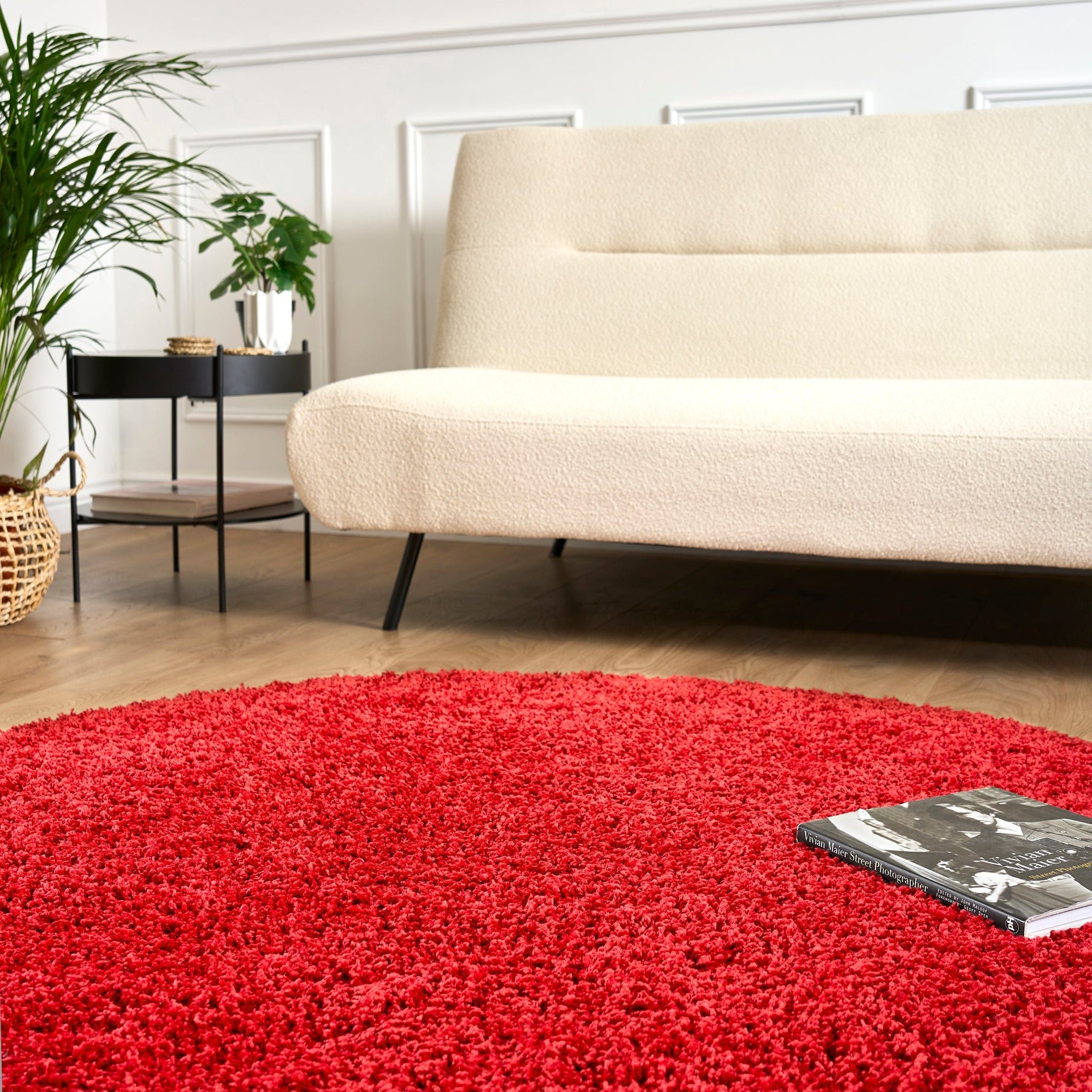 Bright Red Thick Shaggy Rug - California - Bargainia.com - 