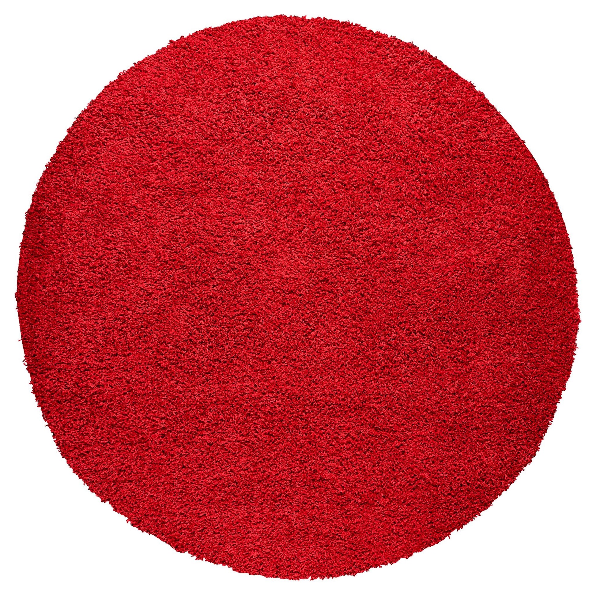 Bright Red Thick Shaggy Rug - California Rugs Rug Masters 120cm Circle