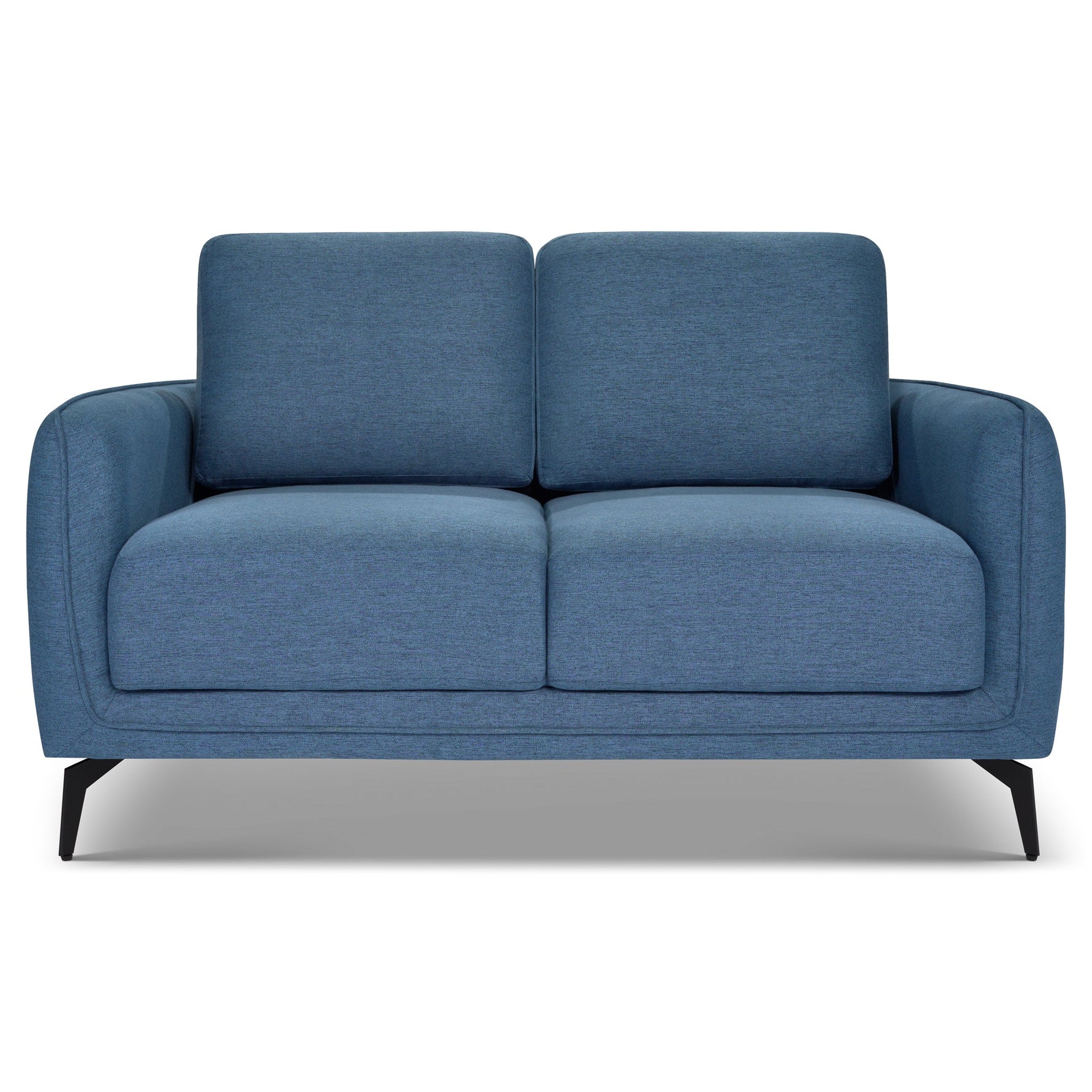 Brixton Blue 2 Seater Sofa - Modern Fabric Sofa with Steel Legs - Bargainia.com - 5056150285939