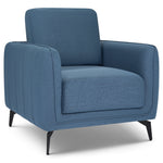 Brixton Blue Armchair - Modern Fabric Accent Chair with Steel Legs - Bargainia.com - 5056150285922