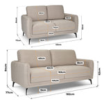 Brixton Cream 2 & 3 Seater Sofa Set - Modern Fabric Sofa Suite with Steel Legs - Bargainia.com - 5056150285908
