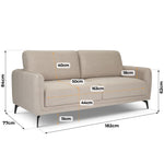 Brixton Cream 3 Seater Sofa - Modern Fabric Sofa with Steel Legs - Bargainia.com - 5056150285892