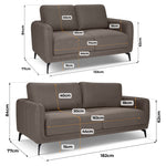 Brixton Dark Brown 2 & 3 Seater Sofa Set - Modern Fabric Sofa Suite with Steel Legs - Bargainia.com - 5056150286004