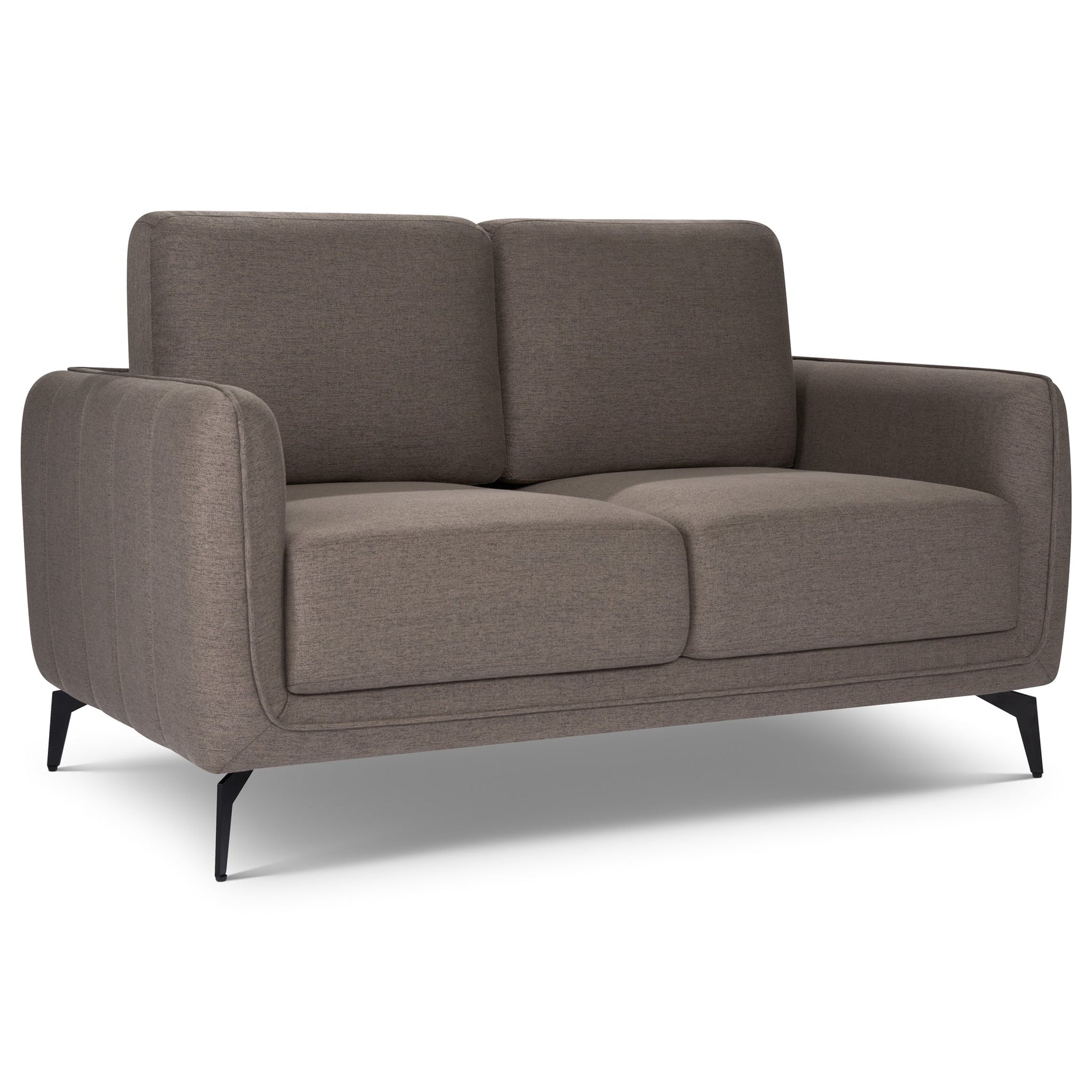 Brixton Dark Brown 2 Seater Sofa - Modern Fabric Sofa with Steel Legs - Bargainia.com - 5056150285984