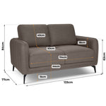 Brixton Dark Brown 2 Seater Sofa - Modern Fabric Sofa with Steel Legs - Bargainia.com - 5056150285984