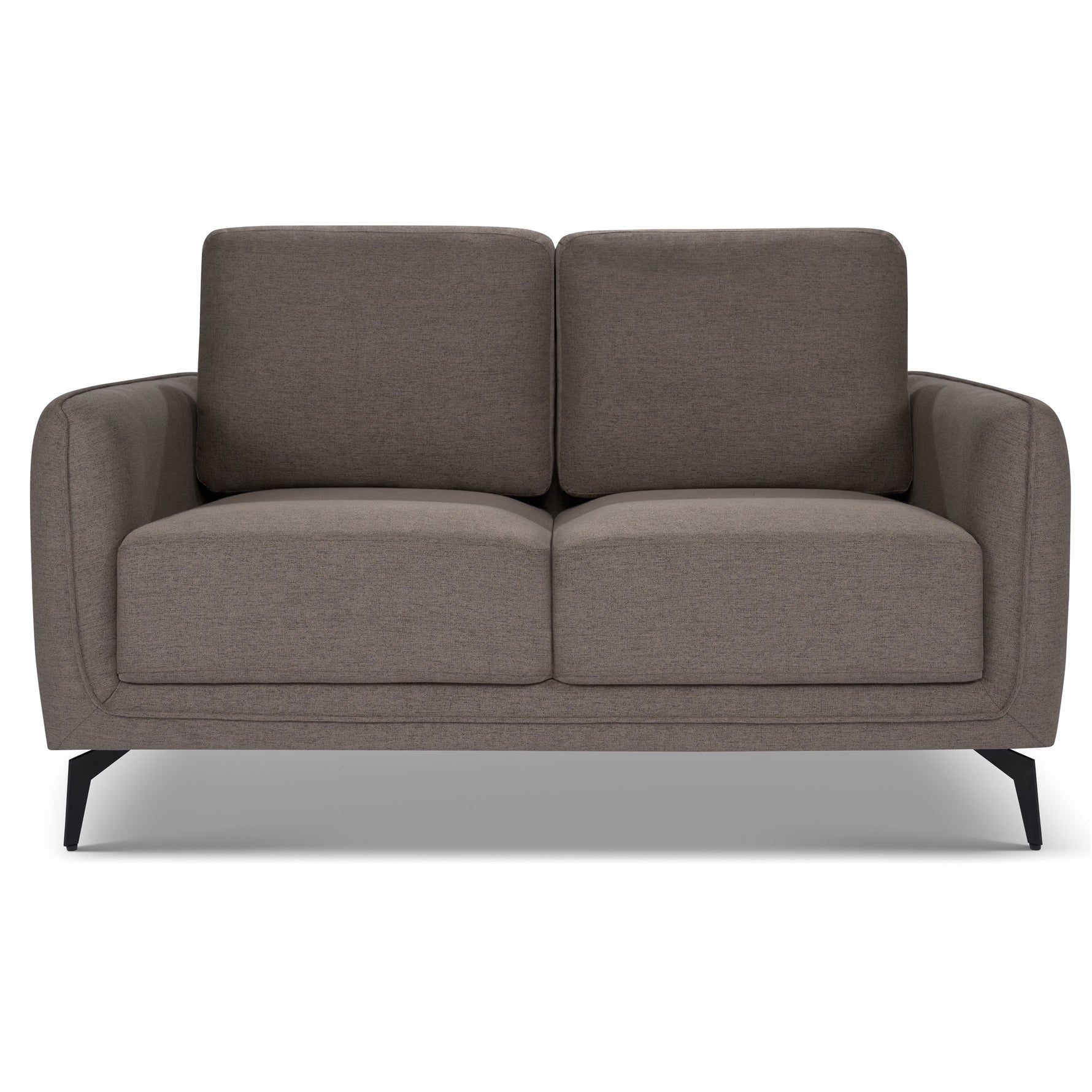 Brixton Dark Brown 2 Seater Sofa - Modern Fabric Sofa with Steel Legs - Bargainia.com - 5056150285984