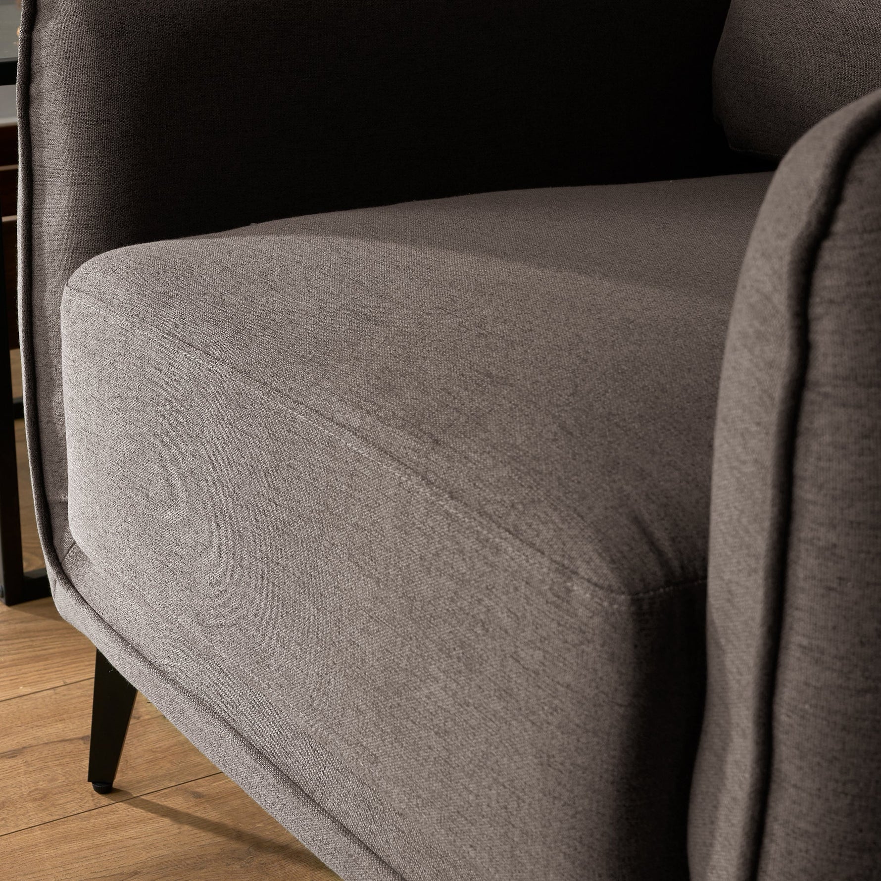 Brixton Dark Brown 3 Seater Sofa - Modern Fabric Sofa with Steel Legs - Bargainia.com - 5056150285991