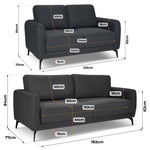 Brixton Dark Grey 2 & 3 Seater Sofa Set - Modern Fabric Sofa Suite with Steel Legs - Bargainia.com - 5056150286059