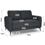 Brixton Dark Grey 2 Seater Sofa - Modern Fabric Sofa with Steel Legs - Bargainia.com - 5056150286035