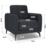 Brixton Dark Grey Armchair - Modern Fabric Accent Chair with Steel Legs - Bargainia.com - 5056150286028