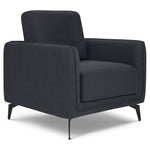 Brixton Dark Grey Armchair - Modern Fabric Accent Chair with Steel Legs - Bargainia.com - 5056150286028