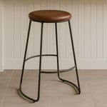 Brixton Faux Leather Bar Stool with Metal Legs - Bargainia.com - 5018705427638