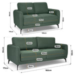 Brixton Green 2 & 3 Seater Sofa Set - Modern Fabric Sofa Suite with Steel Legs - Bargainia.com - 5056150286103
