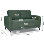 Brixton Green 2 Seater Sofa - Modern Fabric Sofa with Steel Legs - Bargainia.com - 5056150286080