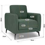Brixton Green Armchair - Modern Fabric Accent Chair with Steel Legs - Bargainia.com - 5056150286073