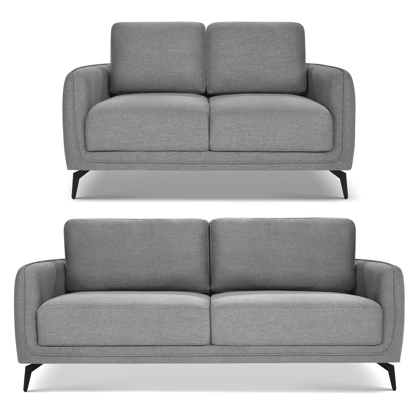 Brixton Grey 2 & 3 Seater Sofa Set - Modern Fabric Sofa Suite with Steel Legs - Bargainia.com - 5056150286158