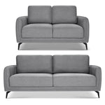 Brixton Grey 2 & 3 Seater Sofa Set - Modern Fabric Sofa Suite with Steel Legs - Bargainia.com - 5056150286158