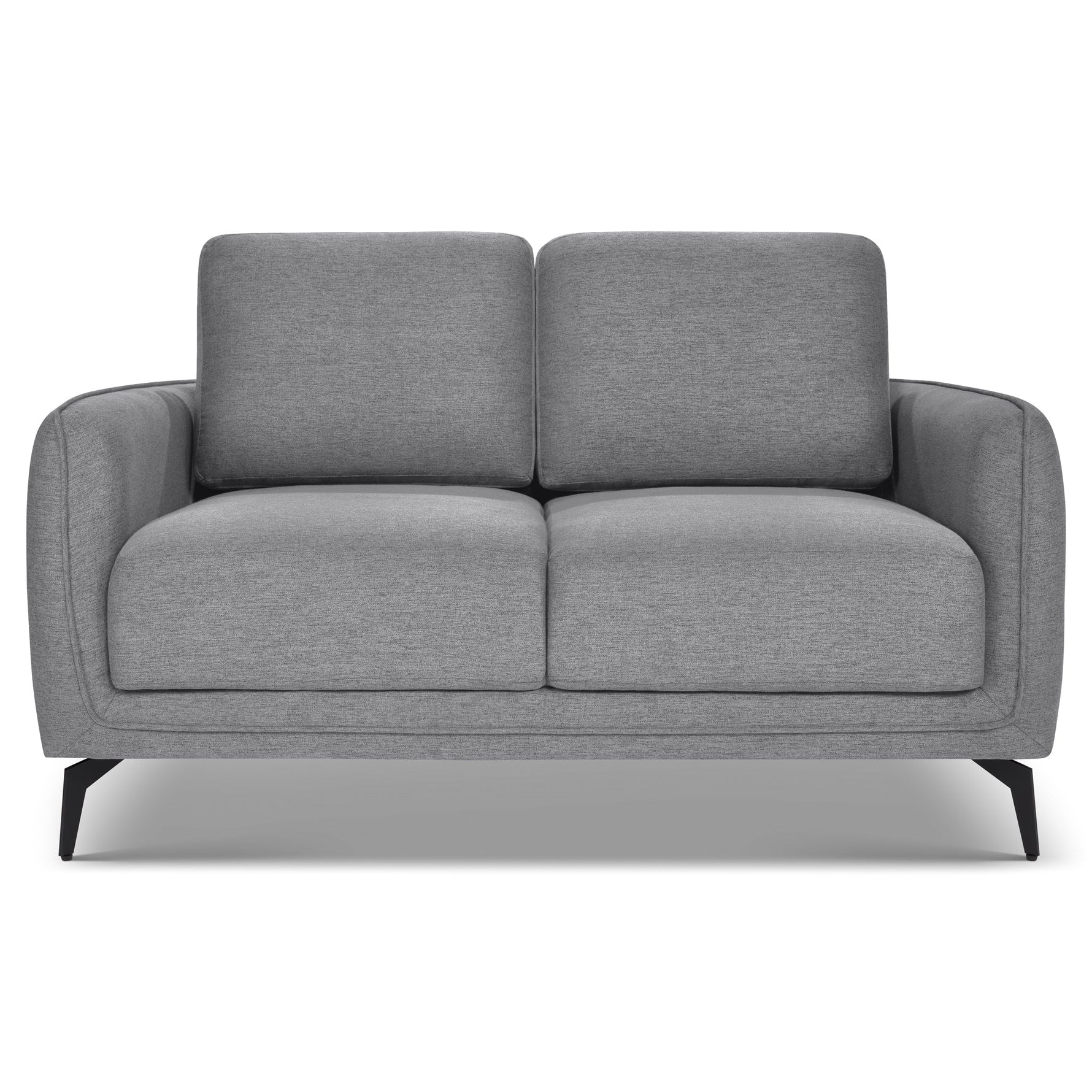 Brixton Grey 2 Seater Sofa - Modern Fabric Sofa with Steel Legs - Bargainia.com - 
