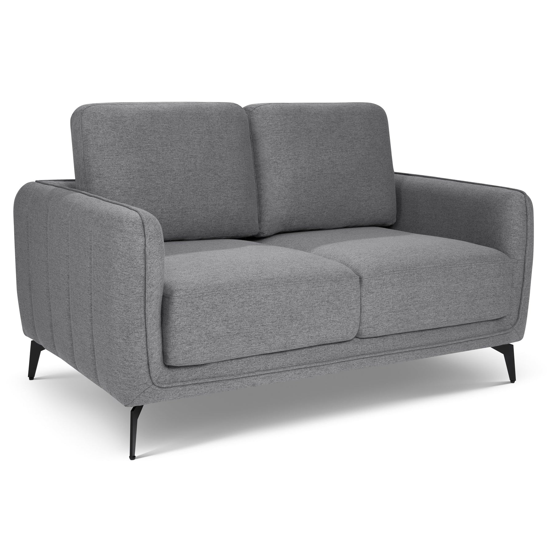 Brixton Grey 2 Seater Sofa - Modern Fabric Sofa with Steel Legs - Bargainia.com - 