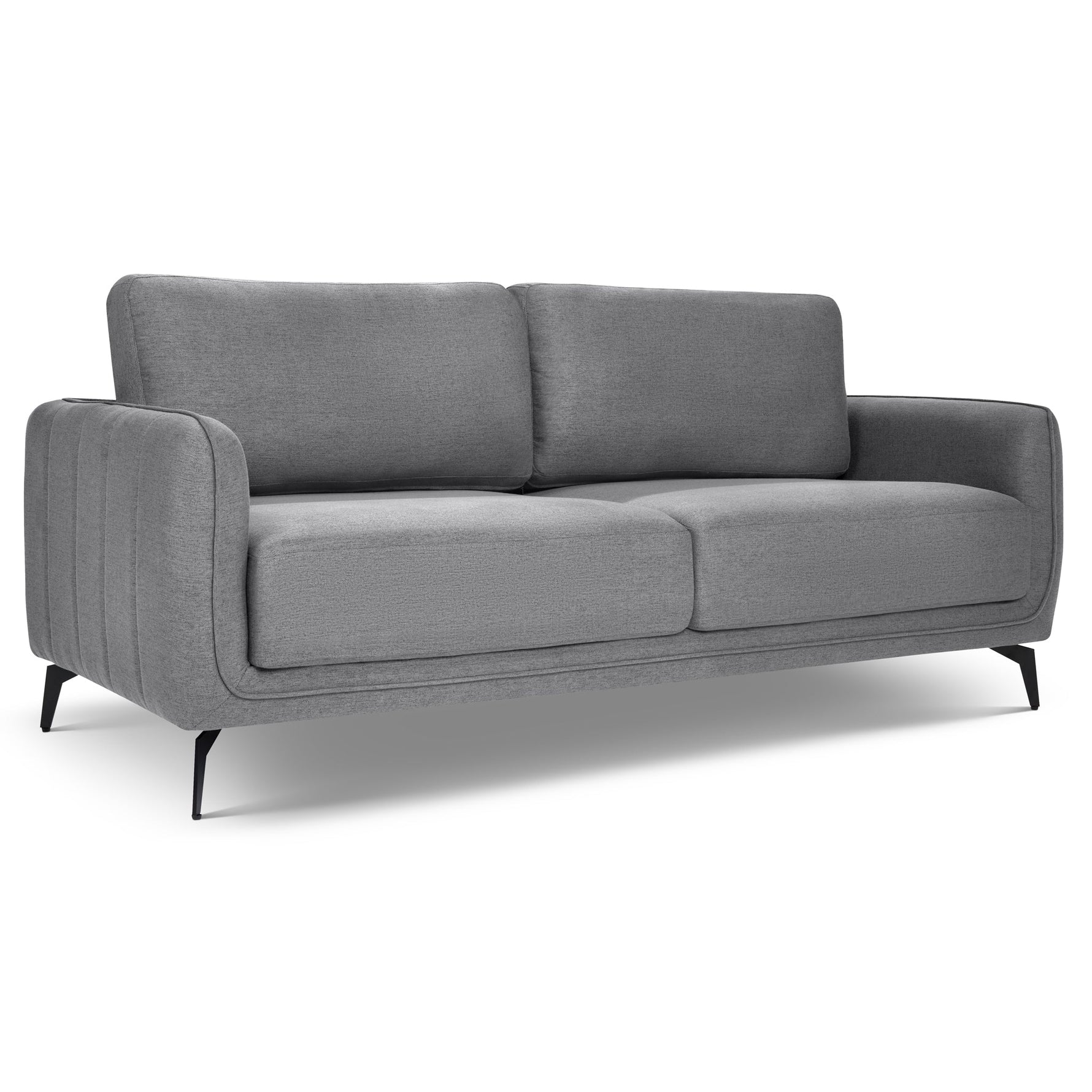 Brixton Grey 3 Seater Sofa - Modern Fabric Sofa with Steel Legs - Bargainia.com - 