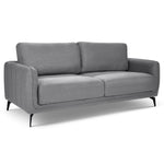 Brixton Grey 3 Seater Sofa - Modern Fabric Sofa with Steel Legs - Bargainia.com - 