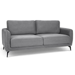 Brixton Grey 3 Seater Sofa - Modern Fabric Sofa with Steel Legs - Bargainia.com - 